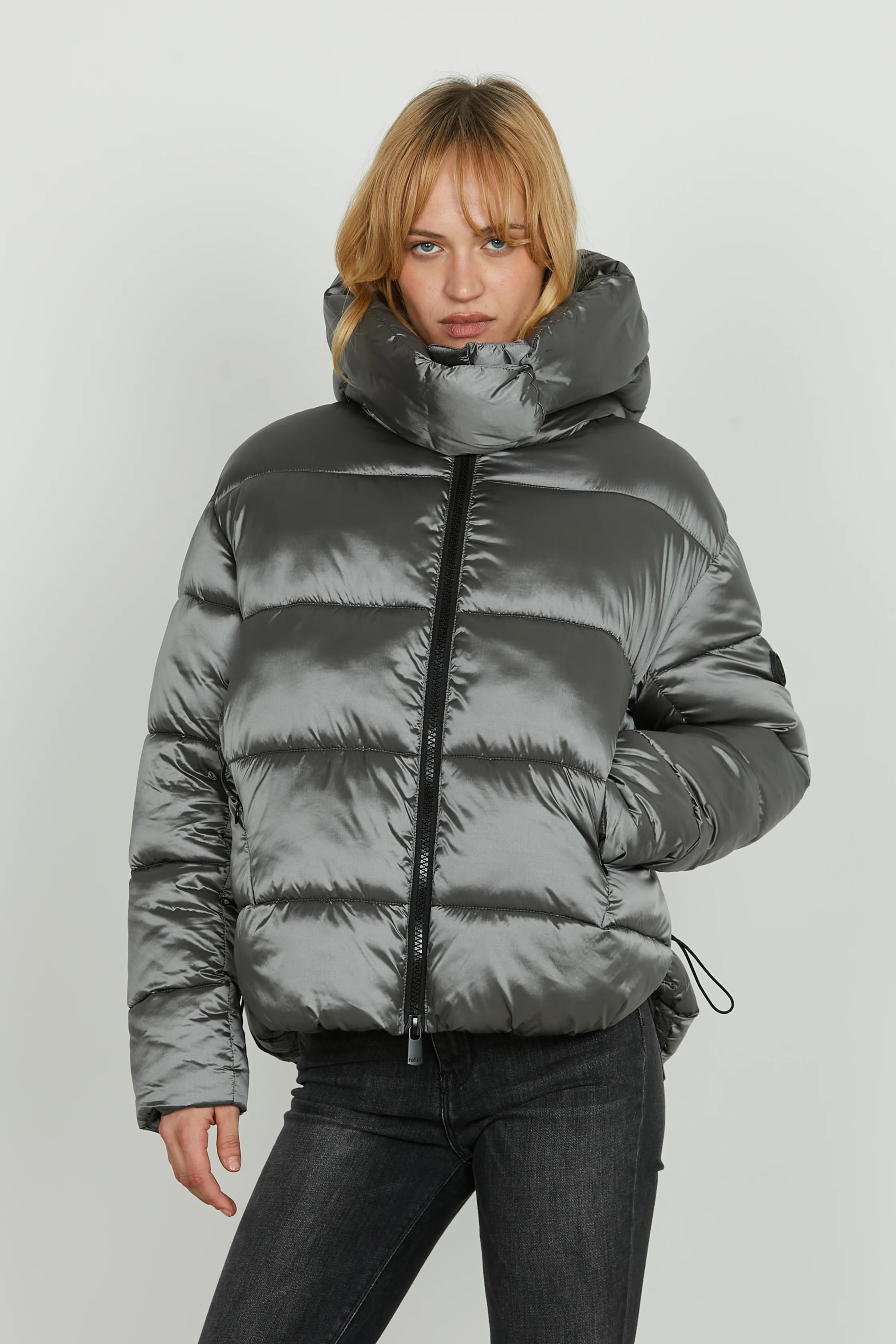 Piumino TONATIUH_A manica lunga asimmetrico con coulisse più cappuccio più zip - Image 2