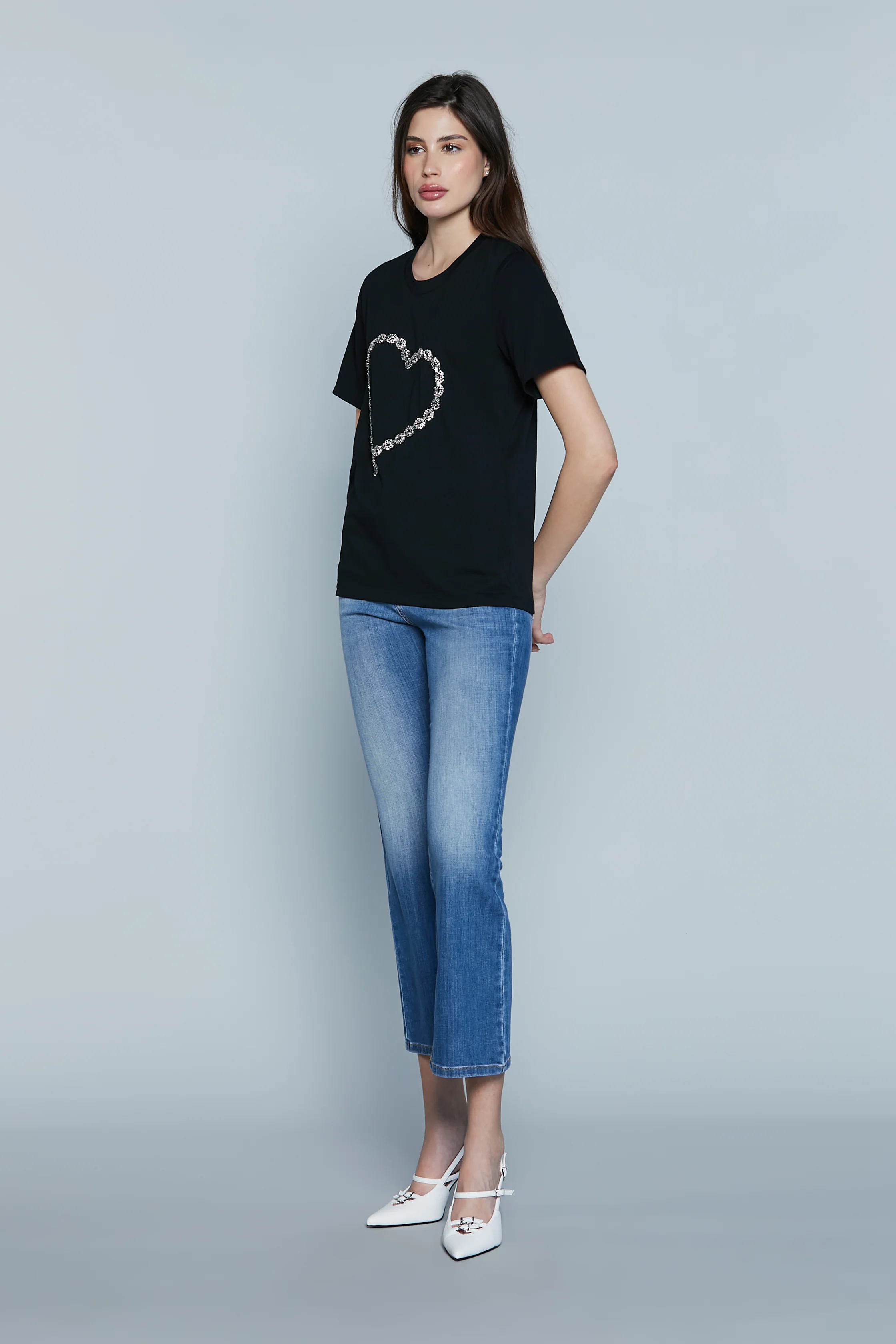 T-Shirt ALBACETE M/M con Ricamo Logo più Applicazione Strass Cuore - Image 6