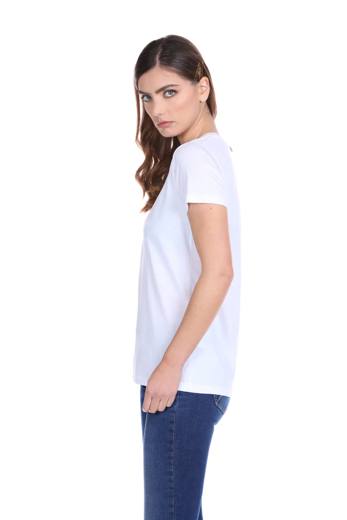 T-Shirt AMA mezza manica con stampa più applicazione strass - Image 3
