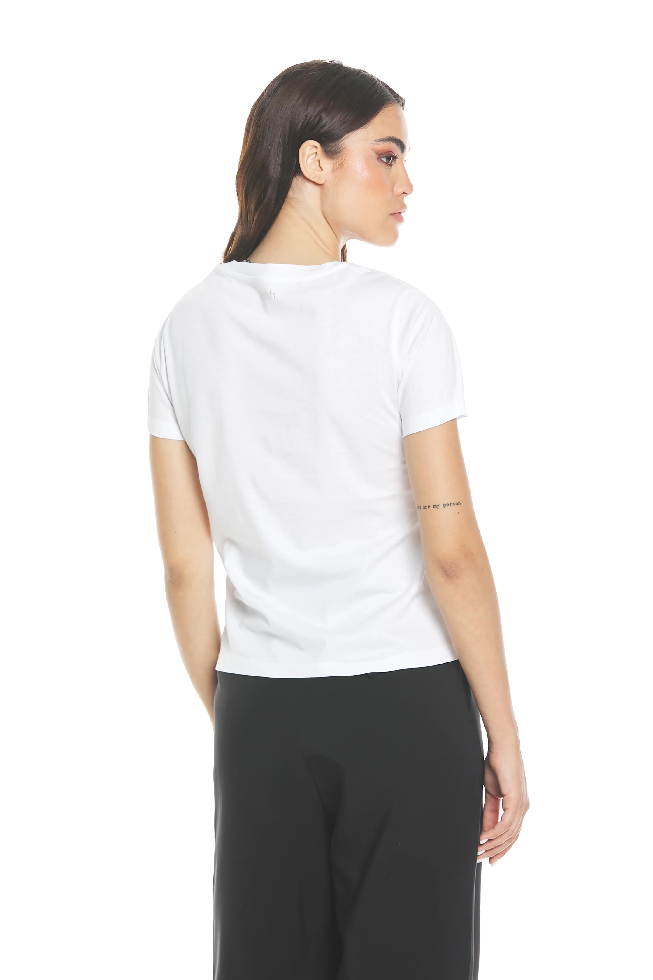 T-shirt ARAS mezza manica con strass effetto top - Image 4