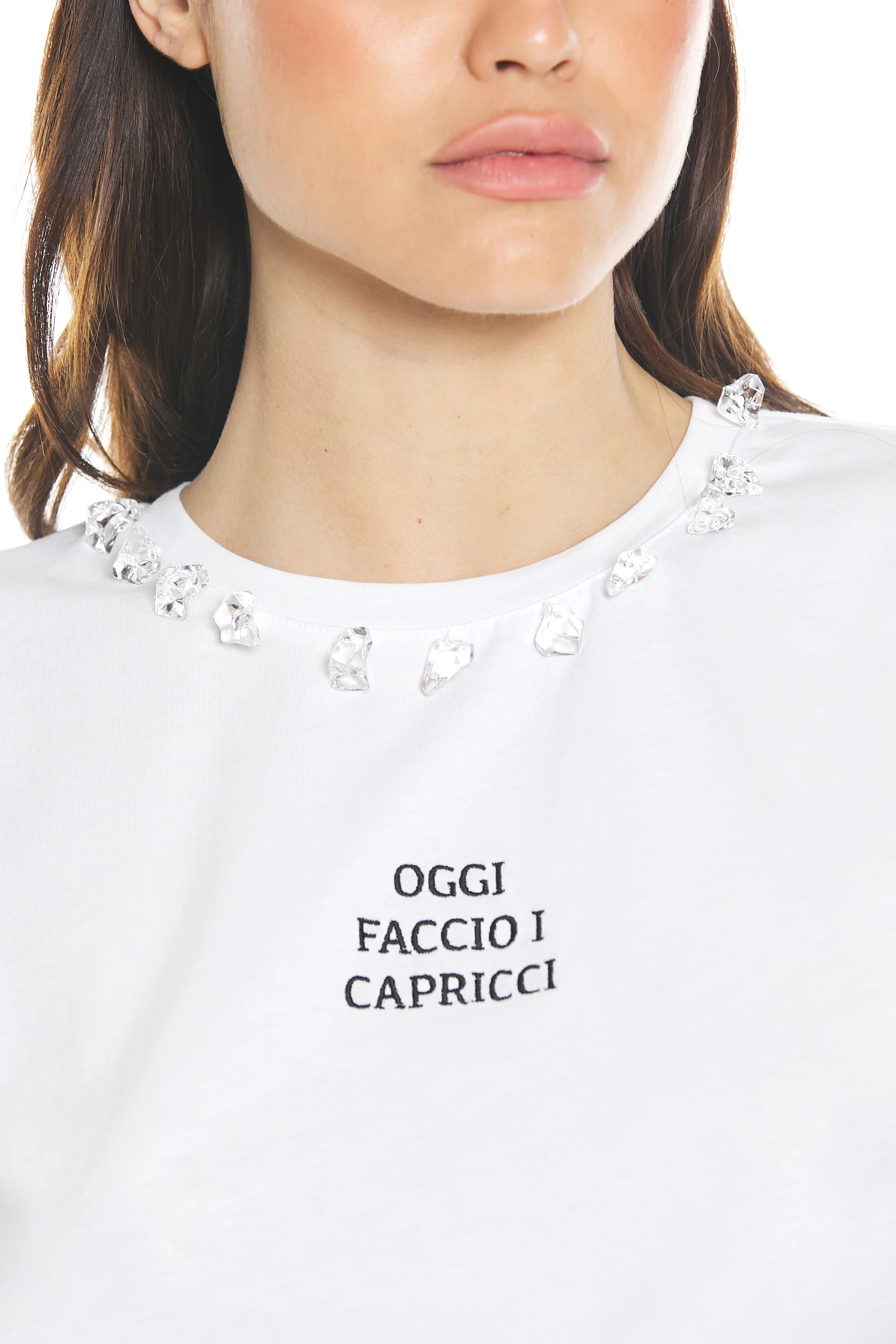 T-shirt ARIES mezza manica con ricamo più applicazione cristalli - Image 5