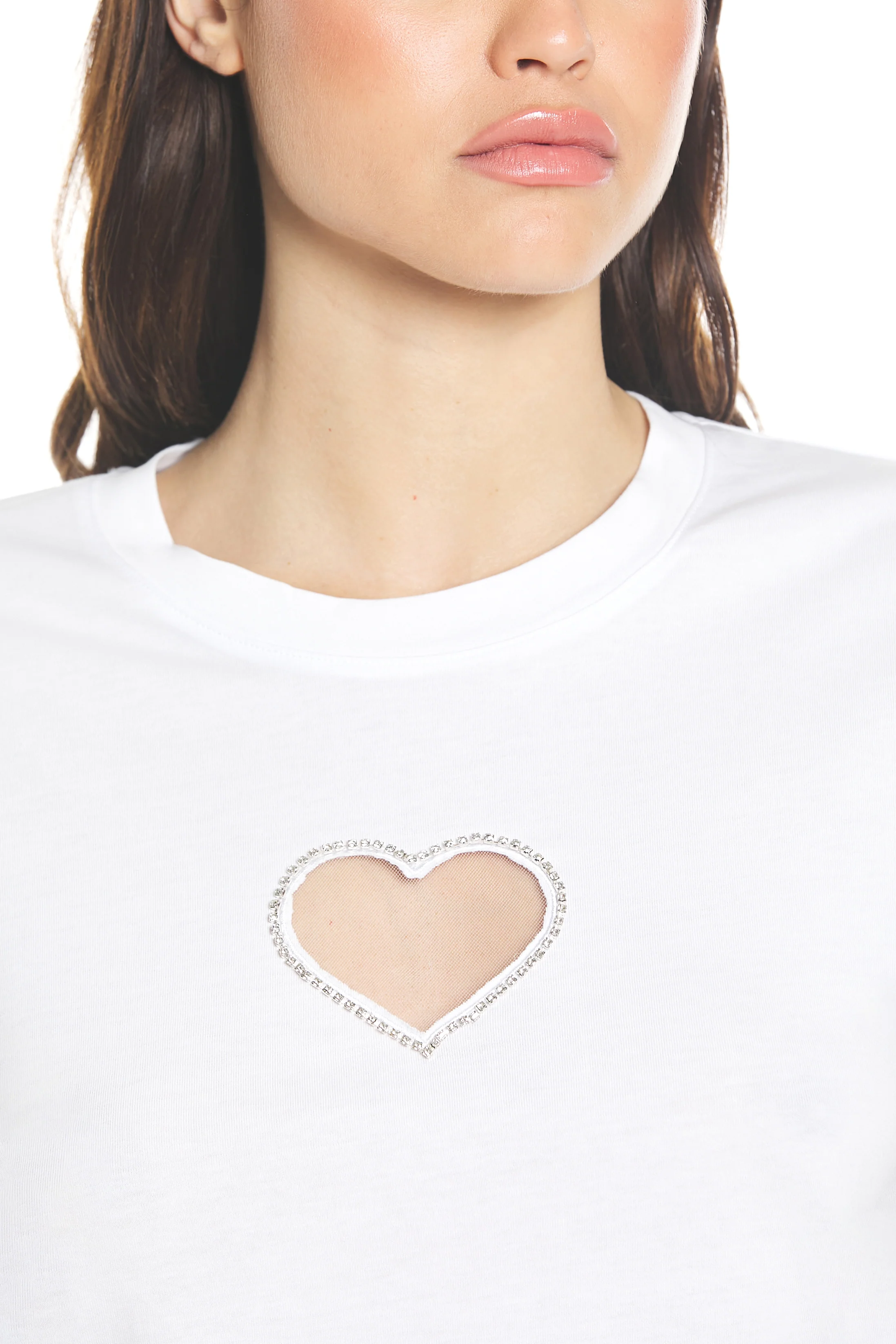 T-shirt CHERIMOYA mezza manica con inserto tulle più strass - Image 5