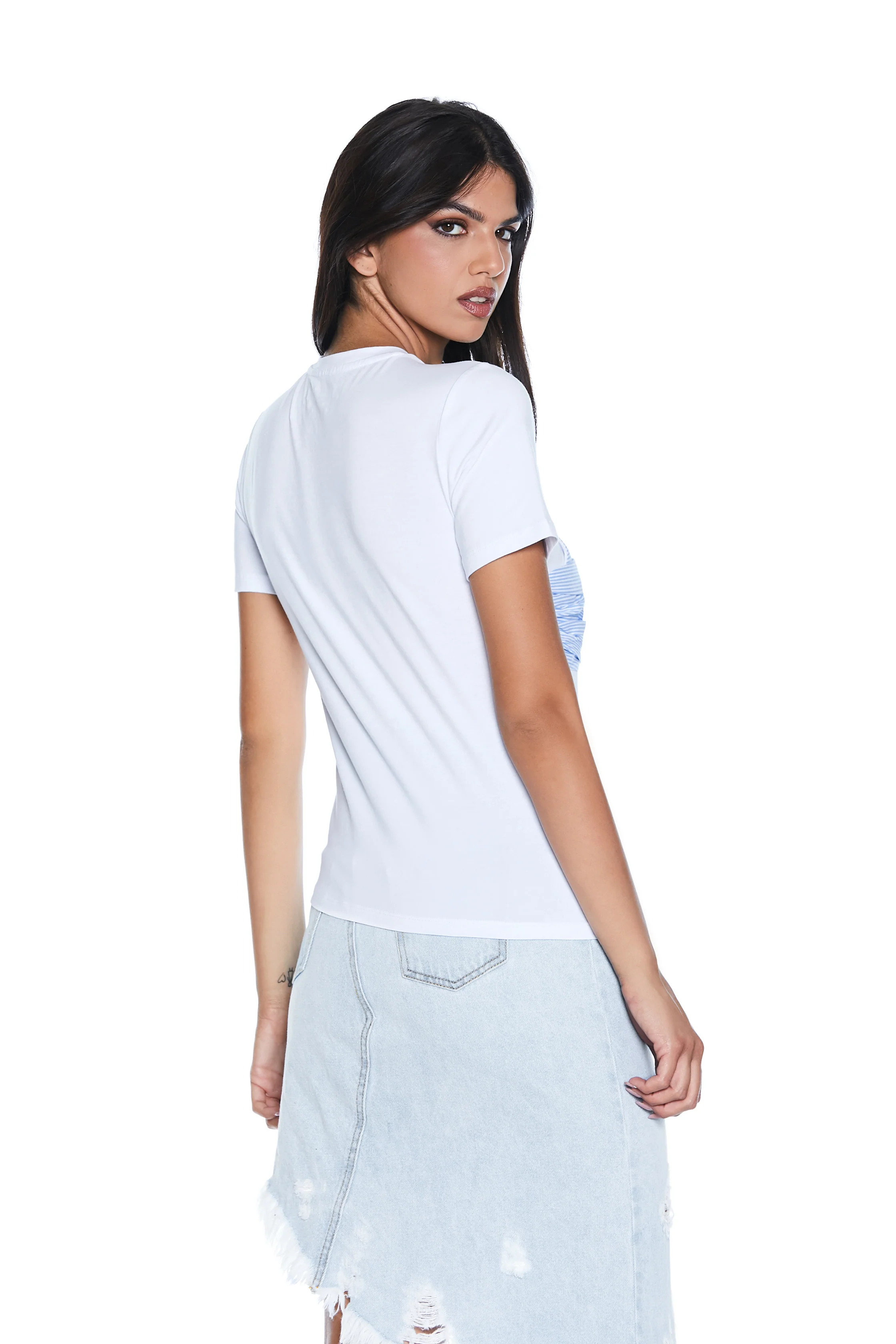T-Shirt GENFORS mezza manica più top righe con bottoni gioiello - Image 2