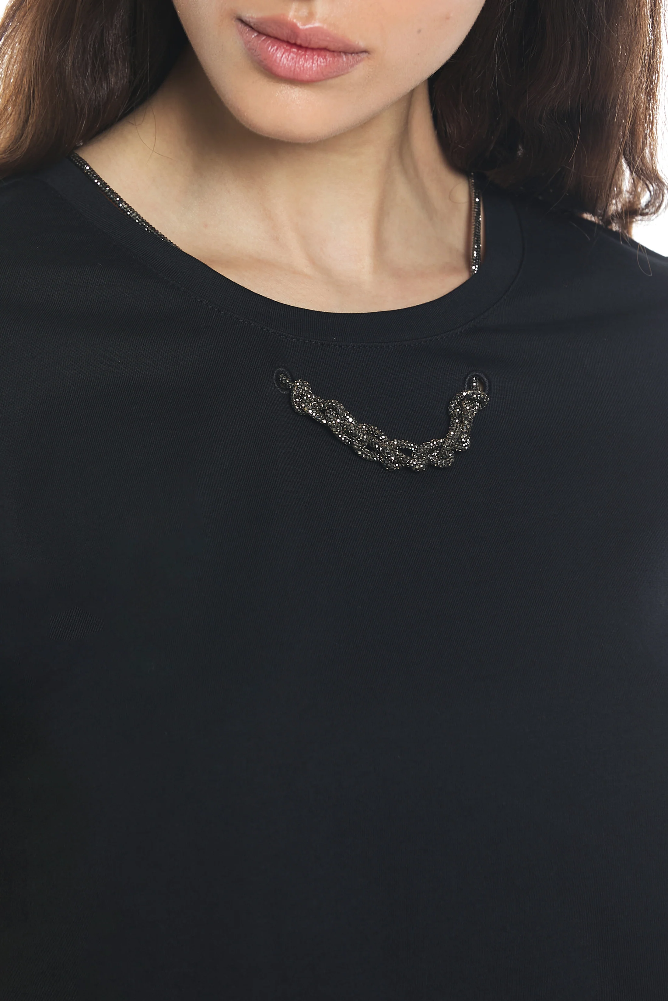 T-shirt KAFFIRLIME mezza manica con collana/laccio strass - Image 5