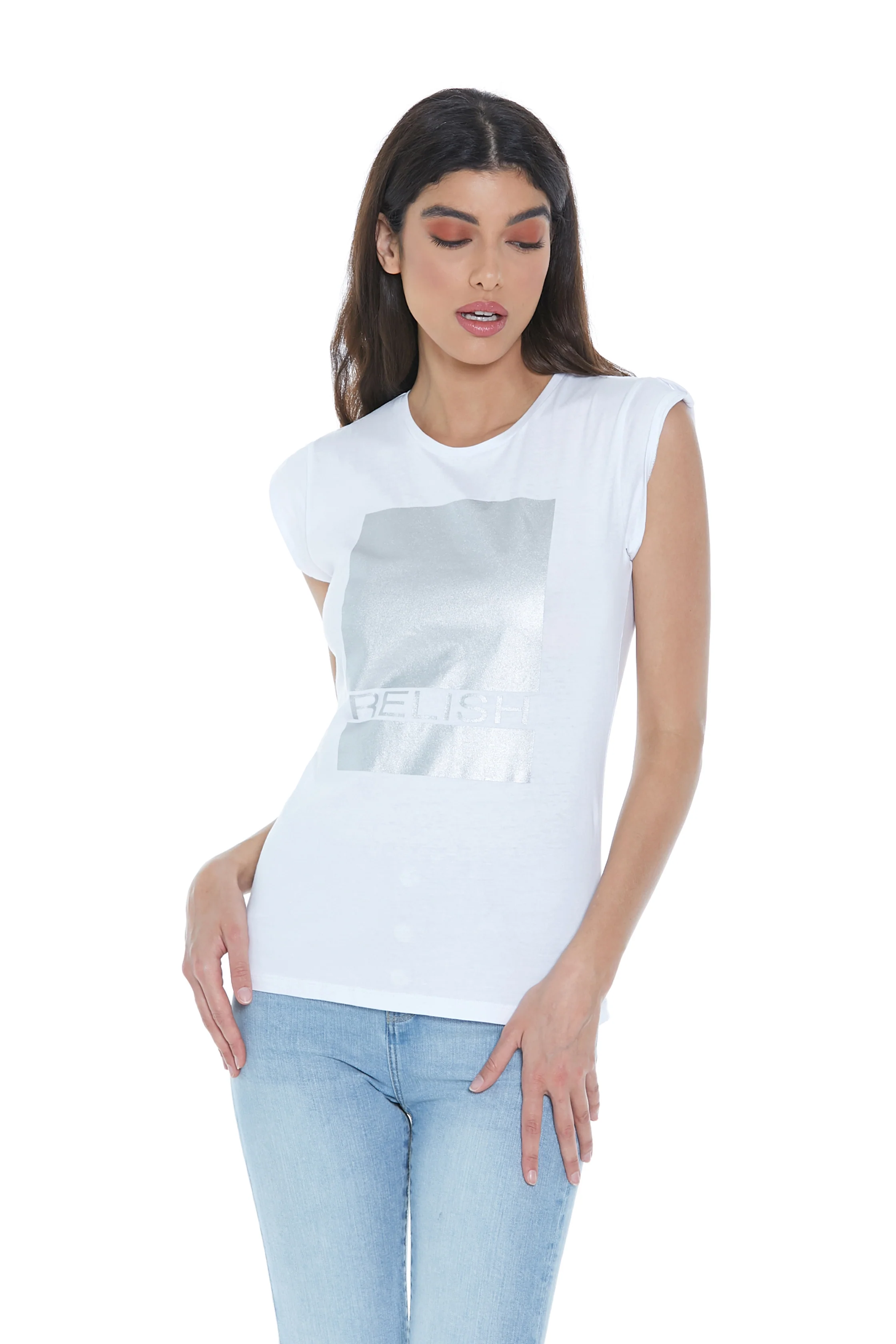 T-shirt NAHO mezza manica aletta con risvolto più stampa laminata - Image 3