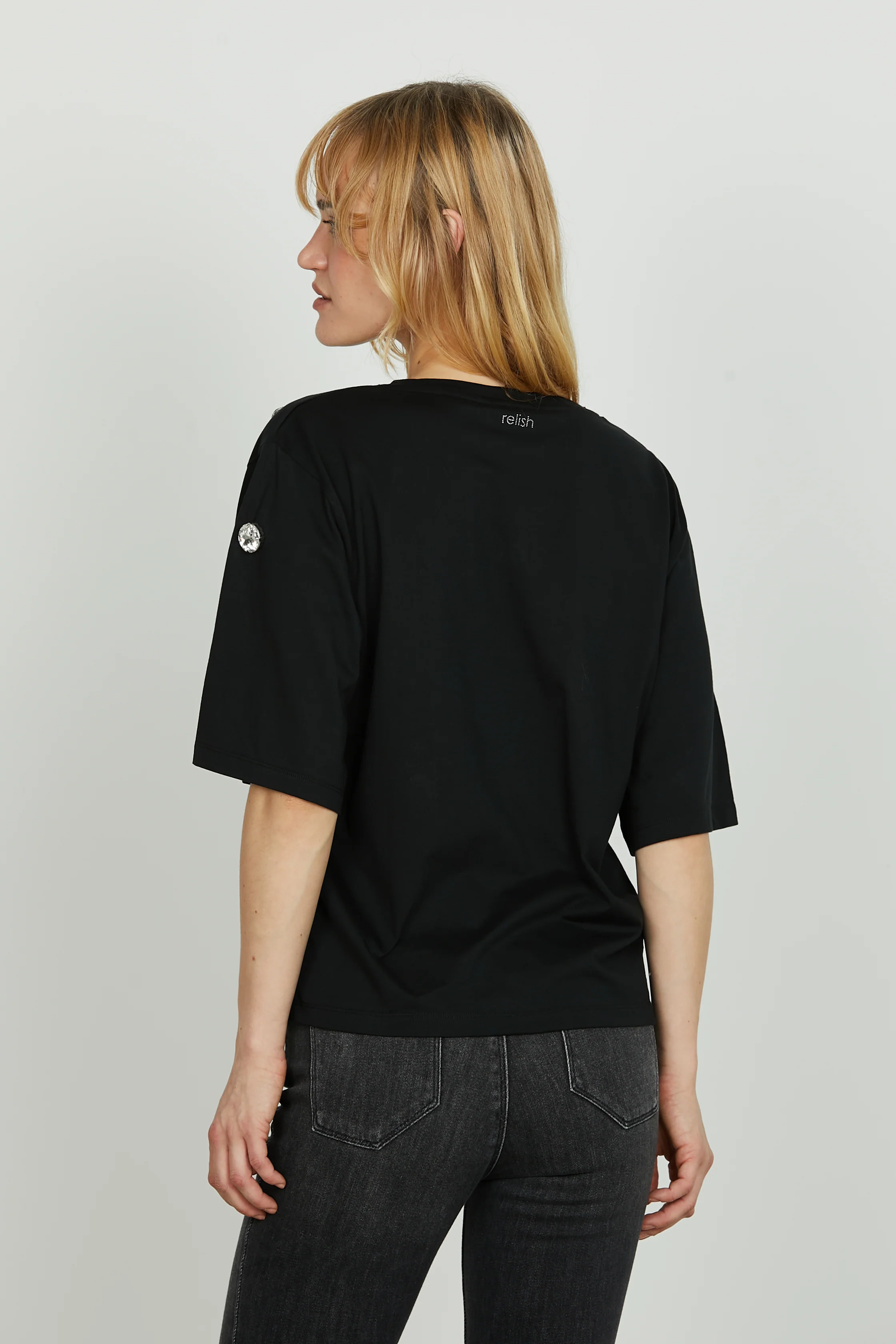 T-shirt ROMOALD mezza manica con pietre strass - Image 3