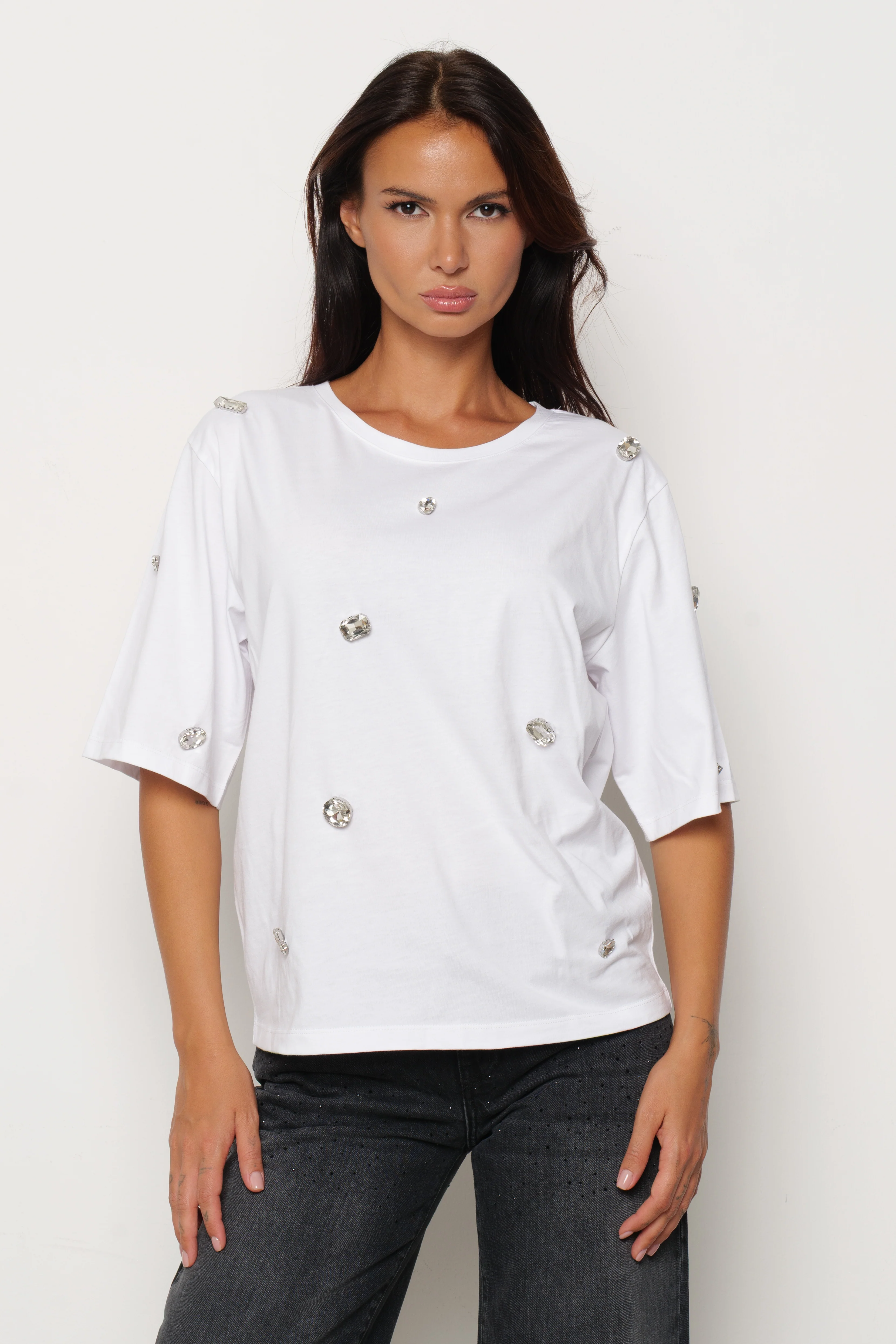 T-shirt ROMOALD mezza manica con pietre strass - Image 6