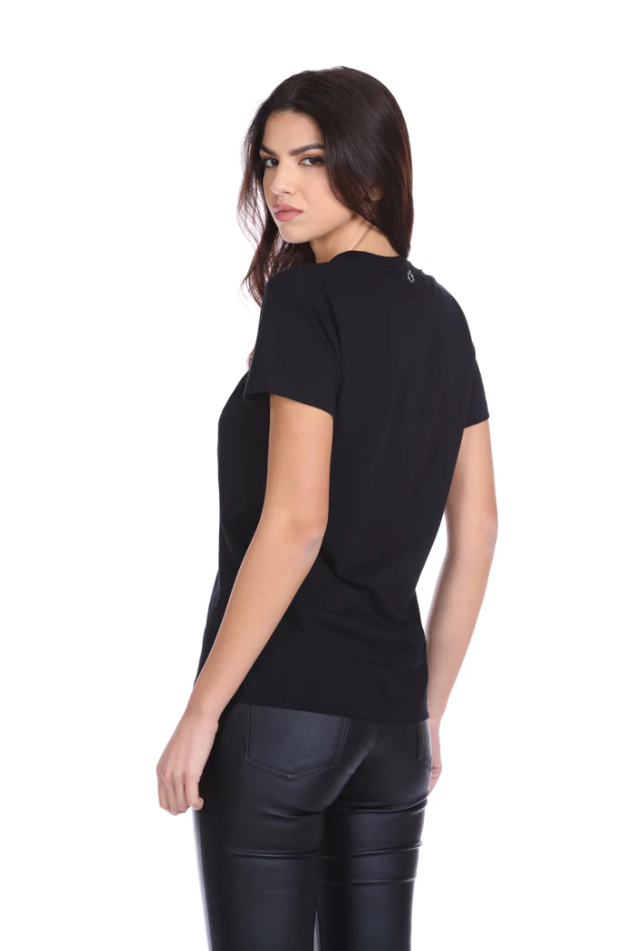T-Shirt SOGNA mezza manica con stampa più applicazione strass - Image 3