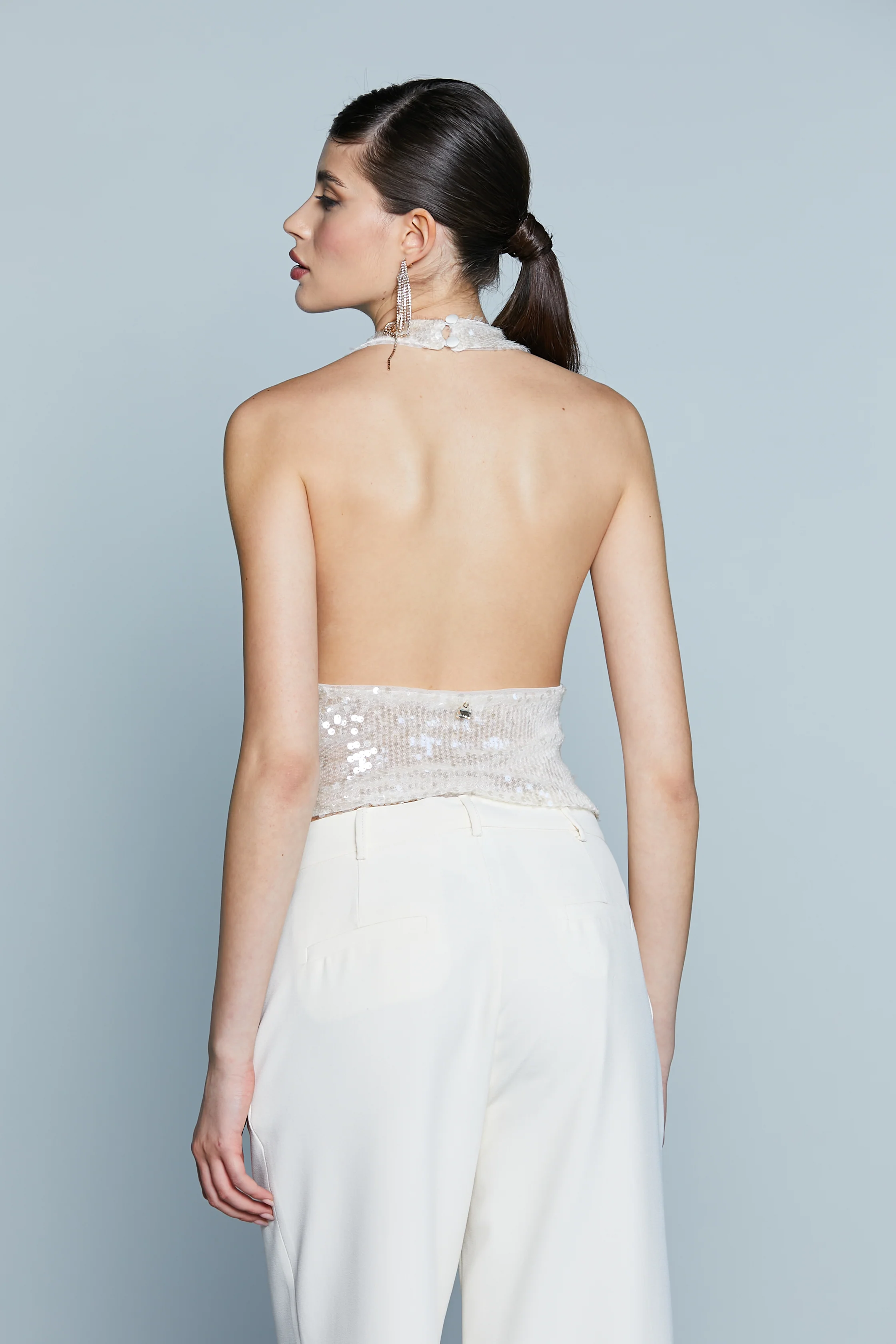 Top BELEM Incrocio Scollato Dietro Full Paillettes - Image 3