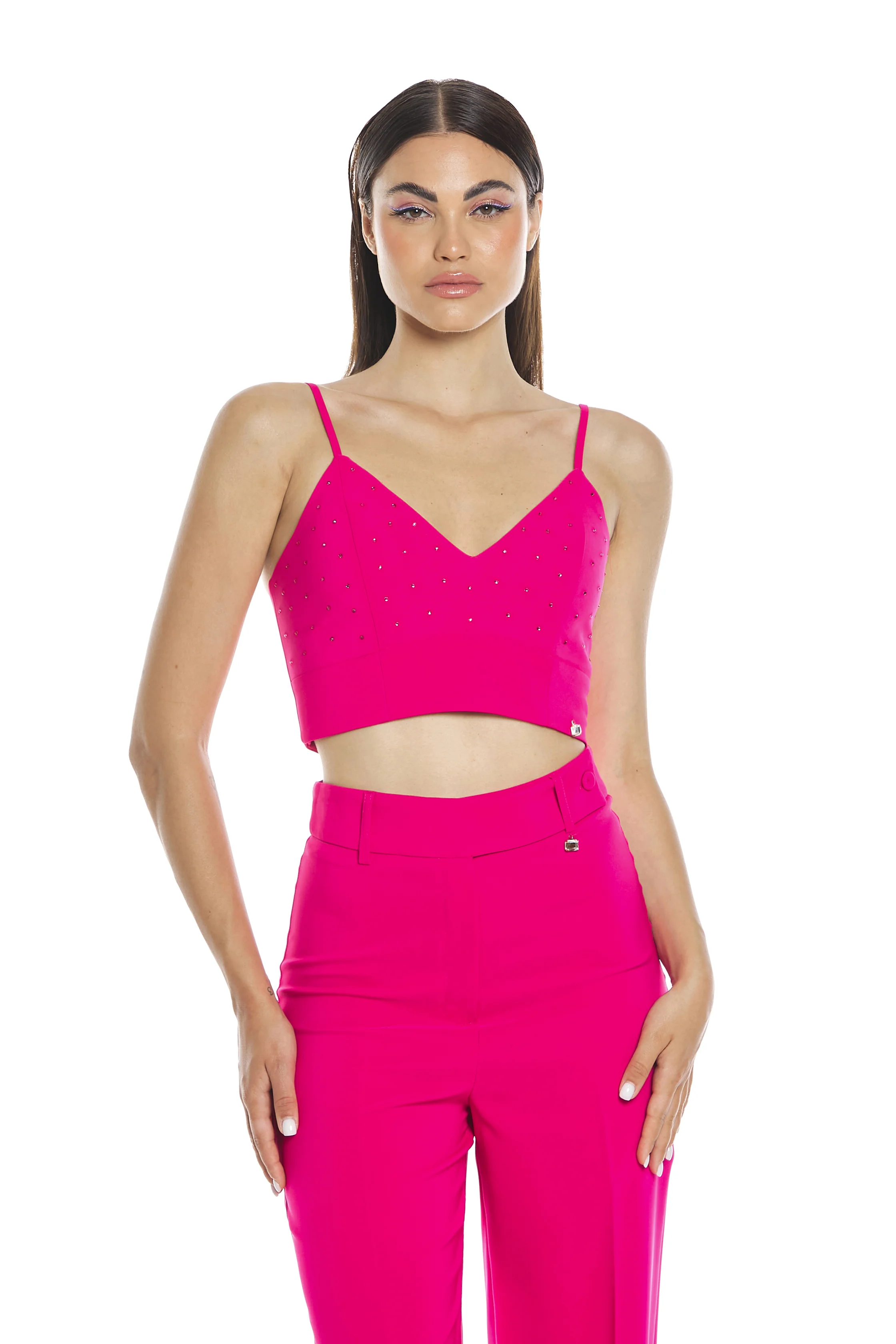 Top EGIRINA con zip retro full strass - Image 3