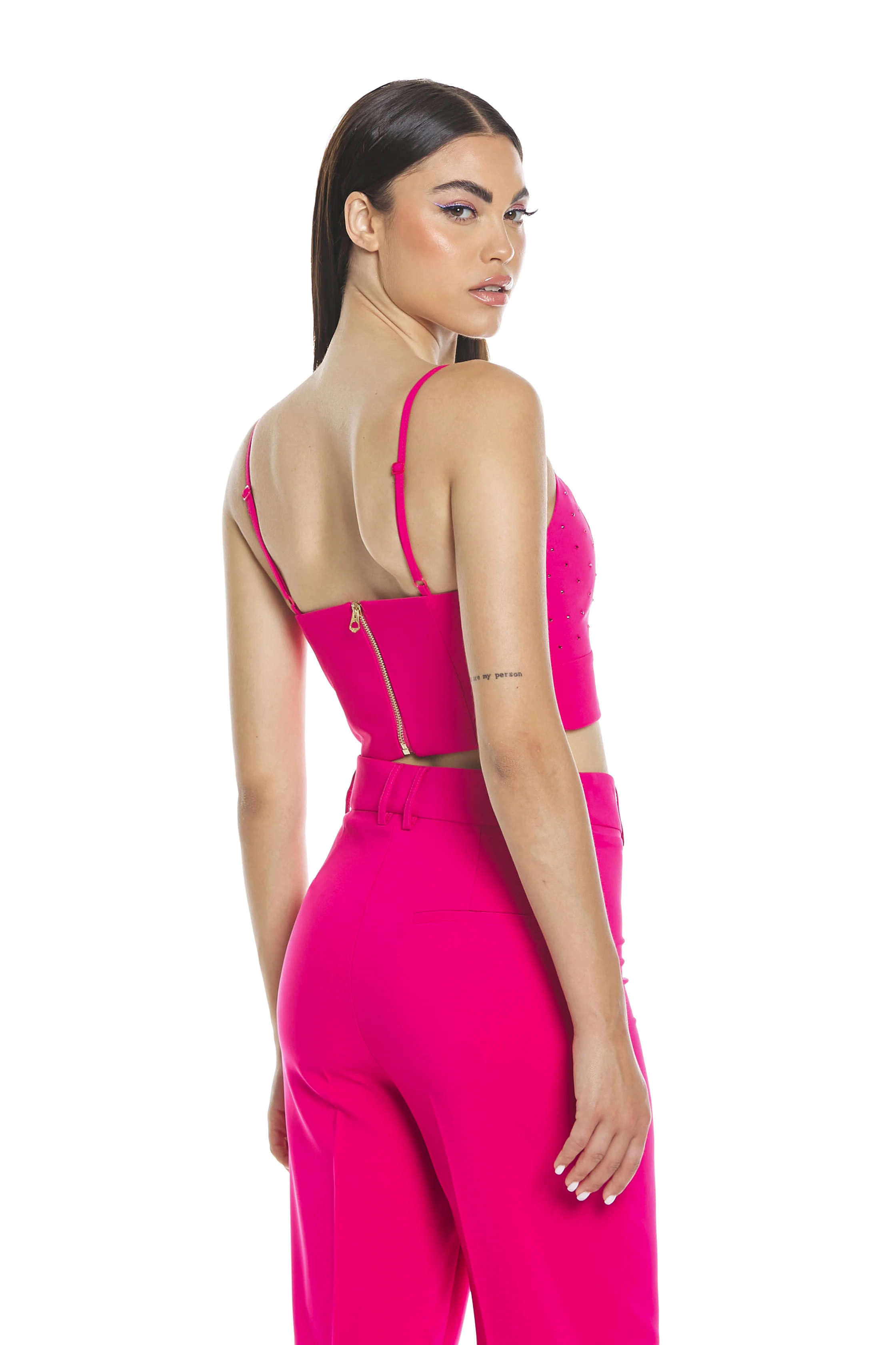 Top EGIRINA con zip retro full strass - Image 5