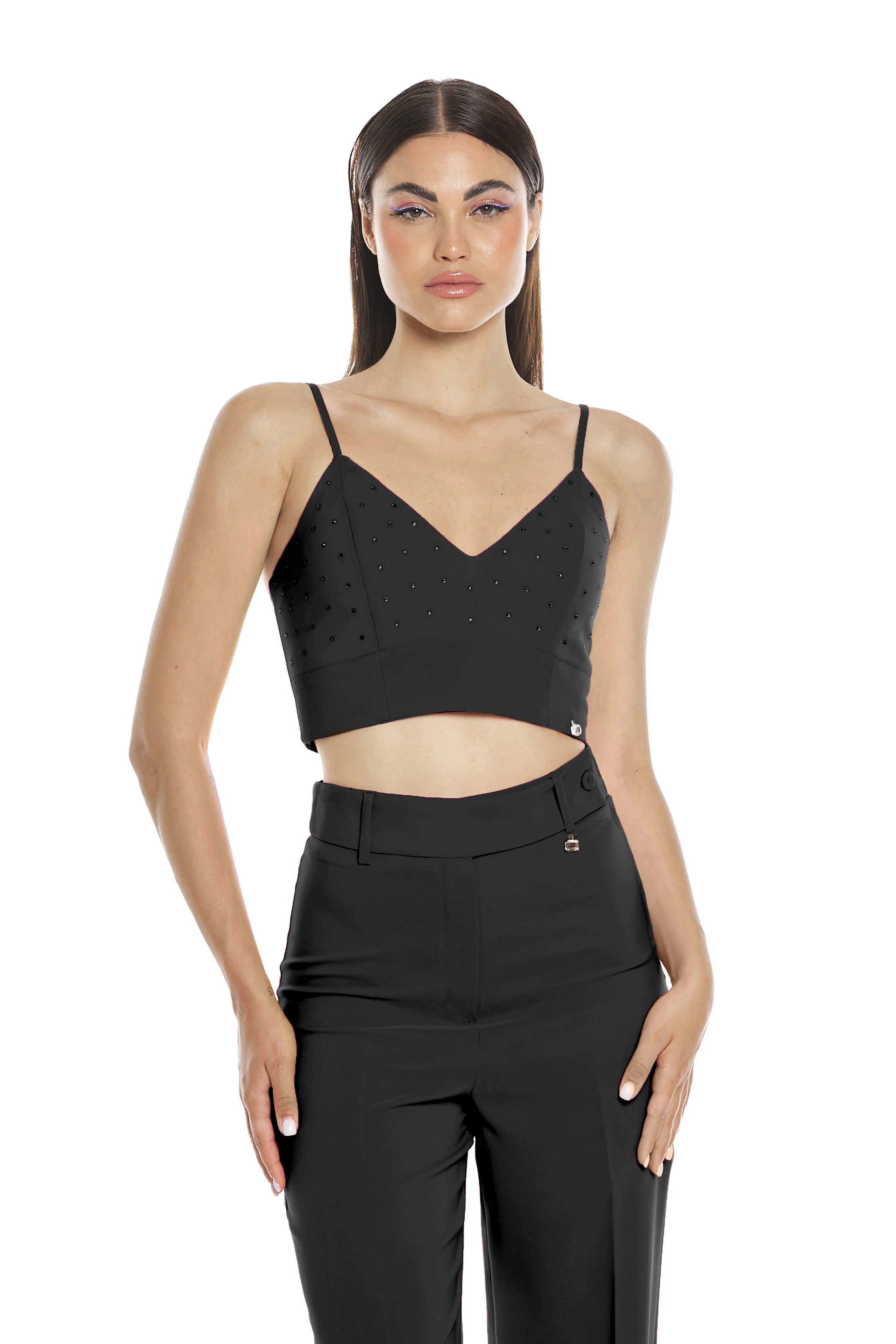 Top EGIRINA con zip retro full strass - Image 7
